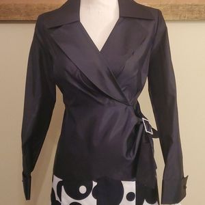 VENUS Elegant Black Wrap Blouse